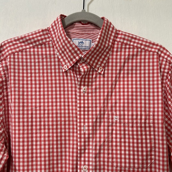 SOUTHERN TIDE MENS BOTTOW DOWN COLLAR T-SHIRT LONG SLEEVE RED CLASSIC FIT Sz M - Picture 2 of 13